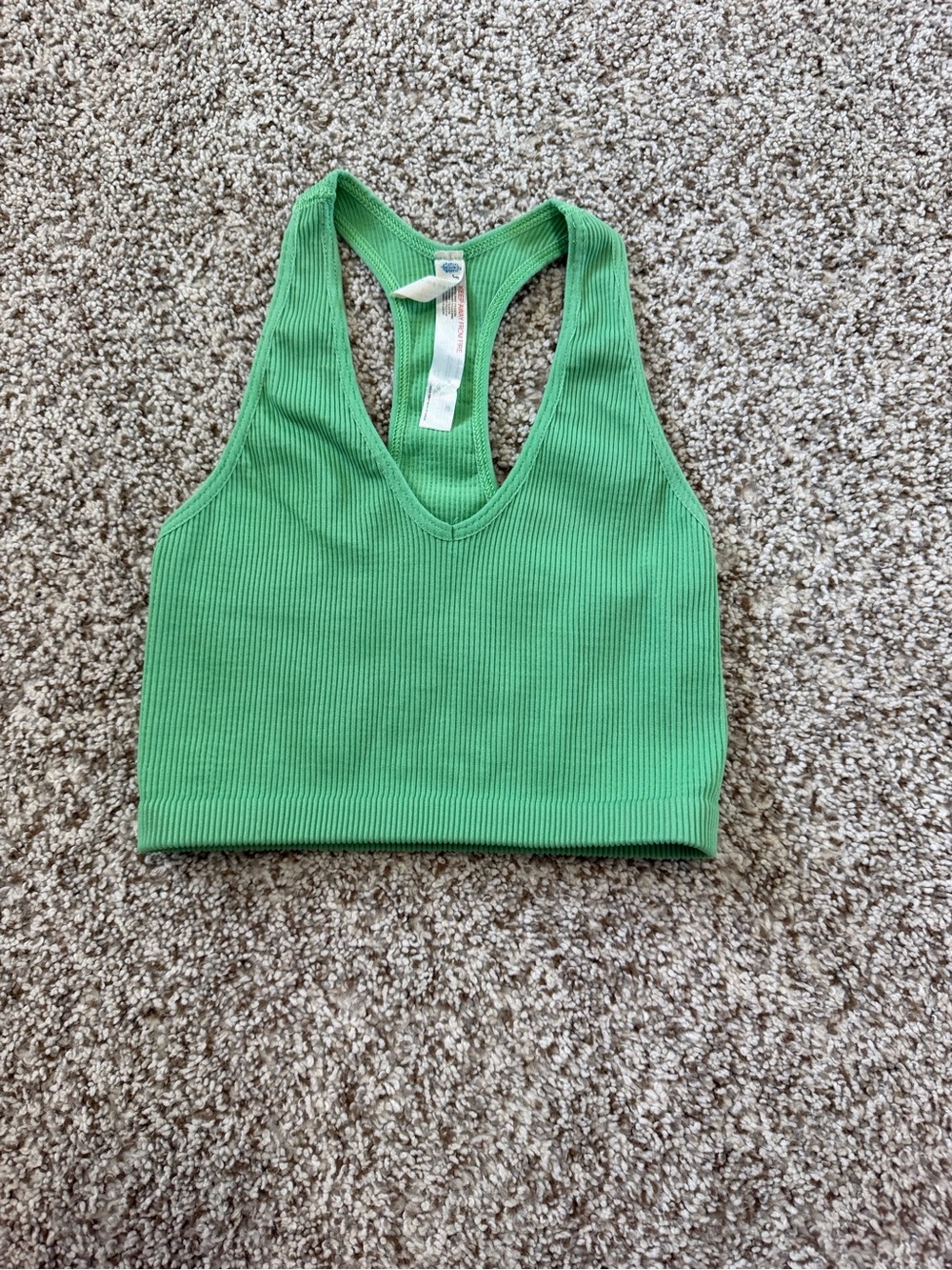 Free People Bright Green Ribbed Racerback Crop Top